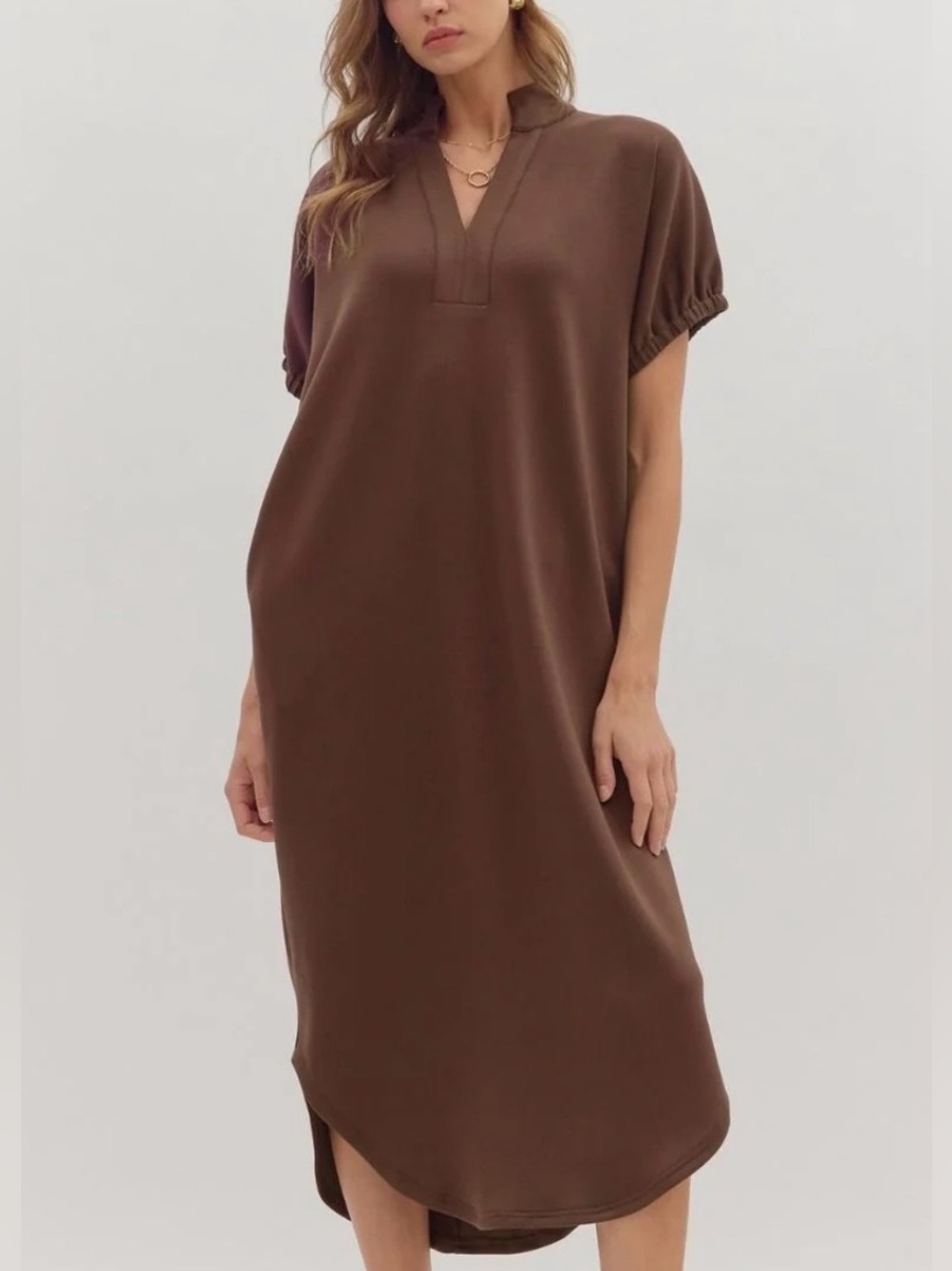 entro Chocolate Brown Relaxed Midi Dress